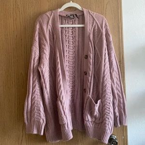 Pink cable knit cardigan